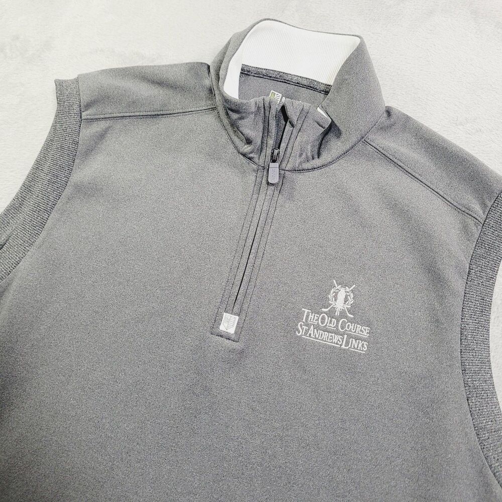 Rule 18 Windbreaker Vest Mens XL Gray 1/4 Zip Golf Pullover St Andrews Links